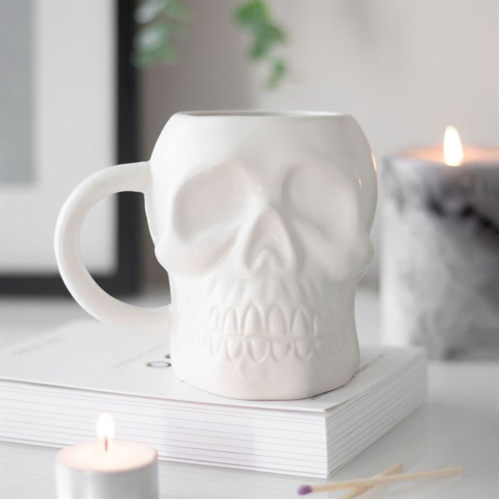 Matte White Skull Mug